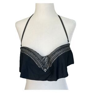 Xhilaration Bandeau Bikini Top Black White Flounce Padded Underwire Swimsuit S